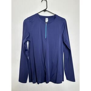 L.L. BEAN SUNSMART QUARTER ZIP SUN SHIRT WOMEN'S Medium Navy UPF 50